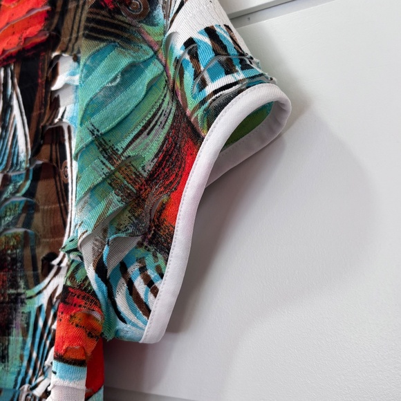 Frank Lyman short sleeve graphic top shark bite tunic size 8 - Picture 5 of 13